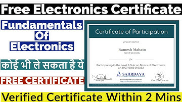 Free Electronics Certificate | Fundamentals Of Electronics Free Certification | Free Certificate