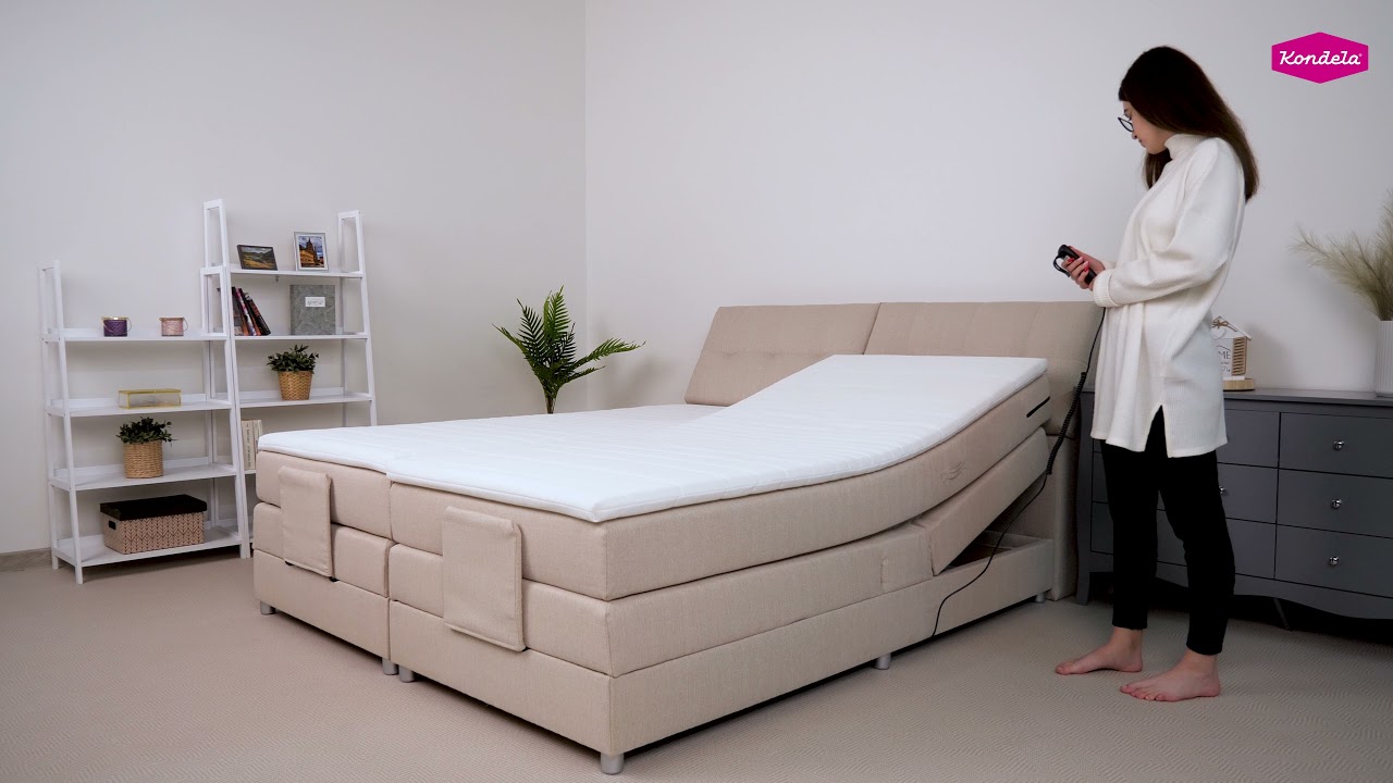 Elektromos állítható ágy, boxspring, bézs, 180x200, GERONA - YouTube