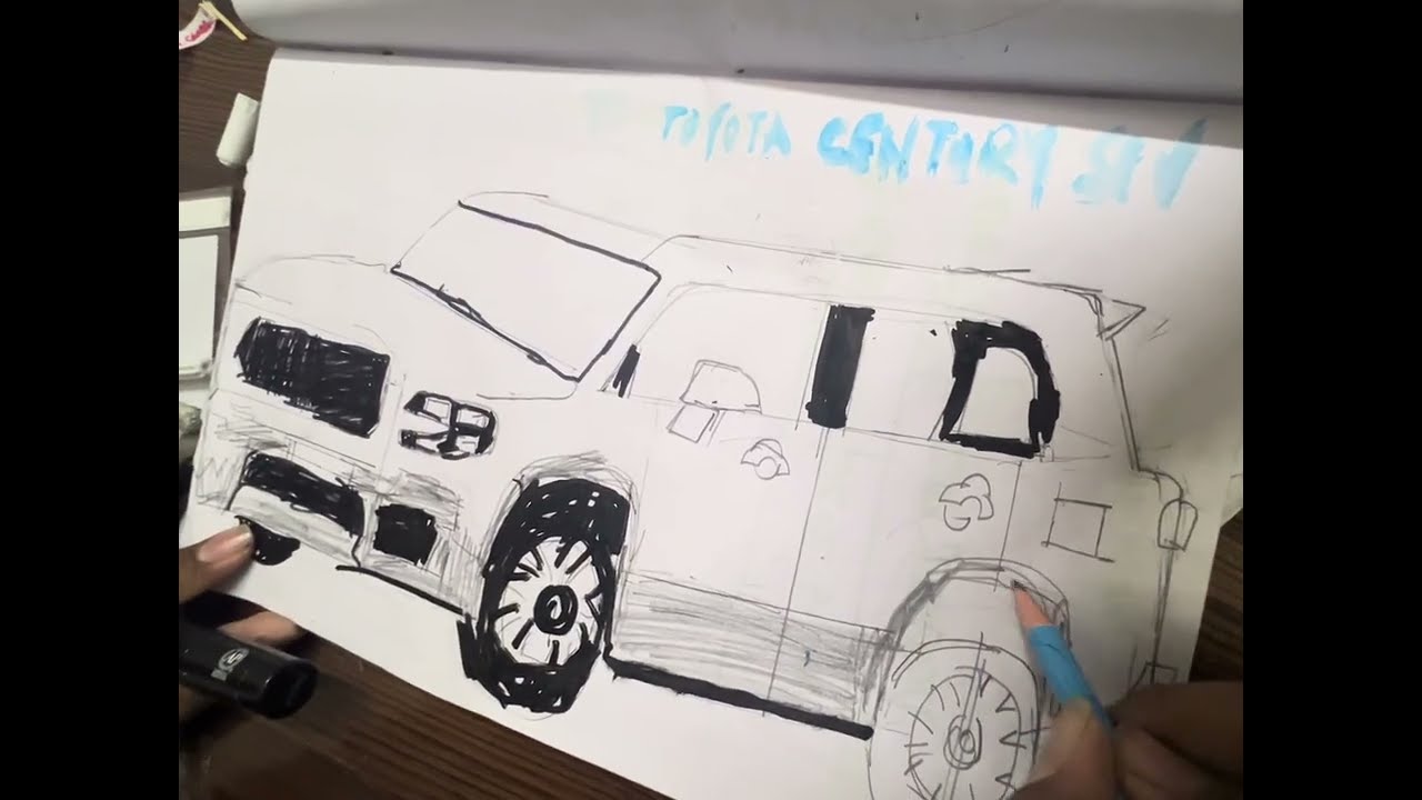 How to draw Toyota car 