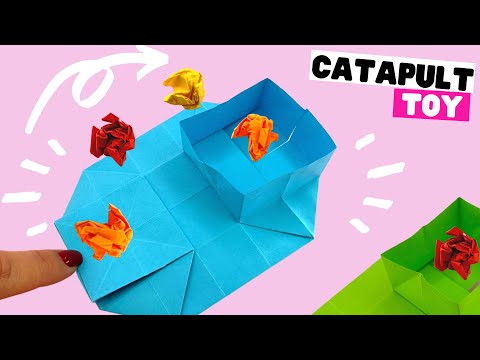 Origami CATAPULT oyun oyuncağını necə ASAN etmək olar, bir vərəqlə kağızdan katapult