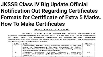 Important Update For JKSSB CLASS-IV Shortlisted Candidates For Format Of Certificates Regarding