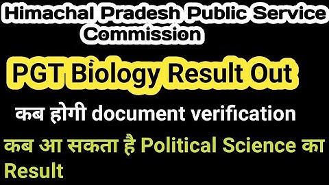 HP PGT Biology Result Out // PGT Biology document verification schedule // PGT final cut off //hppsc