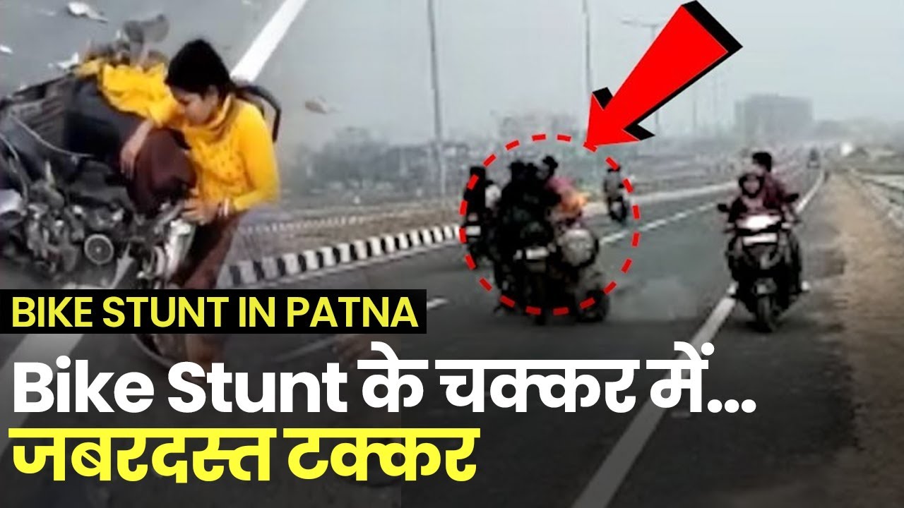 In this horrifying accident, a boy rams a girl on a scooter as a stunt