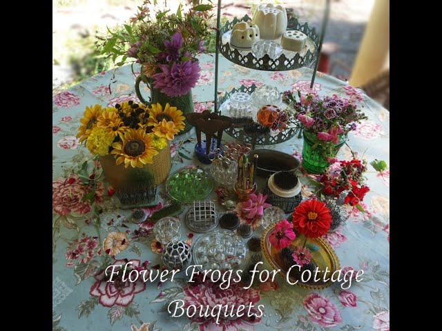 Cottage garden Flower arranging with Flower Frogs/collecting and use 