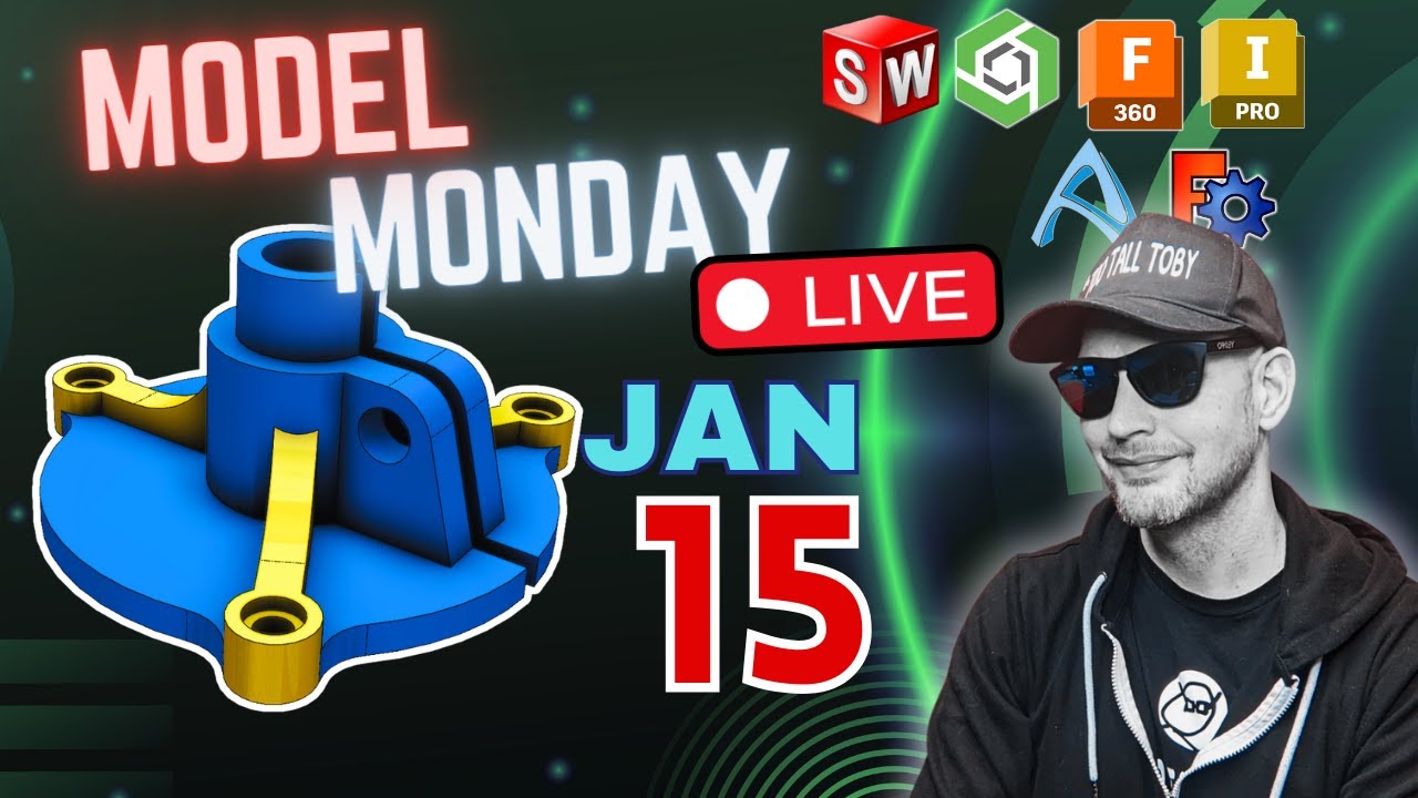 Model Monday LIVE - Jan 15- Live 3D CAD CHALLENGES for the CHAT - YouTube