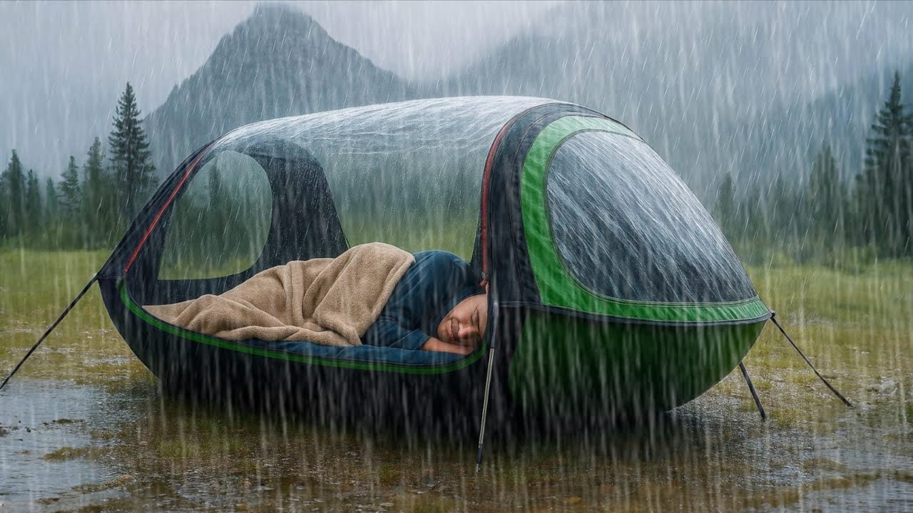 CAMPING DURING A RAINSTORM // Struggling to Build a Shelter During a ...