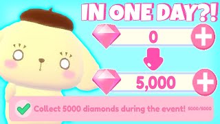5,000 Diamonds in ONE DAY?! | Pompompurin Cute Backpack | Roblox My Hello Kitty Cafe | Riivv3r