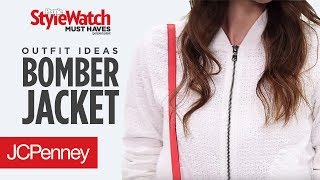 Light Bomber Jacket Outfit Ideas | JCPenney Jacket Styles For Spring