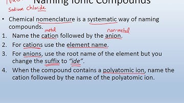 Naming Ionic Compounds Part 1.  (Chemistry Ch. 5, Part 3)