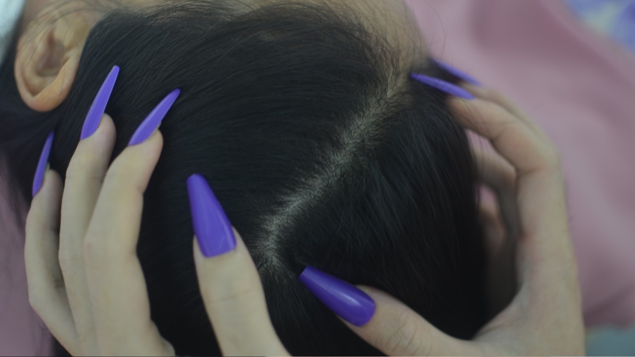 Hair Scratching ASMR With Full Hair Sounds, Gentle Hair Parting On Real Person for Sleep