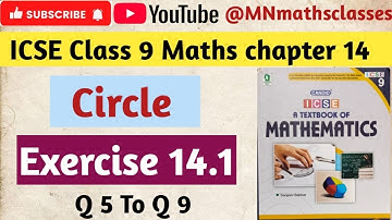 Icse class 9 maths chapter 14, circle || Ex 14.1 ( Q 5 To Q 9 ) 👍 Subscribe 👍 Like 👍 Share 