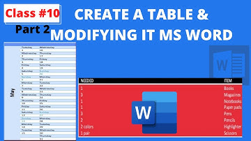 Table To Calendar | Table Properties In MS Word Class 10 Part 2