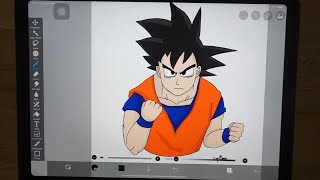How to Draw Goku from Dragon Ball (Drawing in ibisPaint X with my finger) screenshot 1