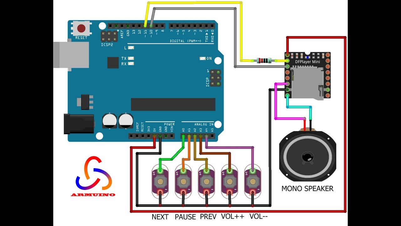 DIY Arduino MP3 Player With Control Buttons YouTube