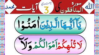 Surah Al-Munafiqun Last 3 Ayats 9 to 11 Recitation HD Arabic text panipatti Tilawat @quranidentity