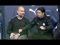 Arteta awkward celebration with pep guardiola