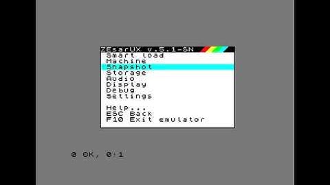 ZEsarUX emulator - showing Spectrum Next Sprites on emulator menu