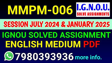 MMPM 6 Solved Assignment 2024-25 English, MMPM 6 Solved Assignment 24-25, MMPM-006 Assignment
