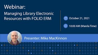 Managing your Electronic Resources with FOLIO ERM
