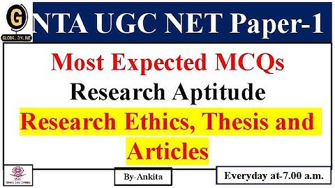 NTA UGC NET Paper-1|Most Expected MCQs| Research Aptitude| Research Ethics, Thesis and Articles|2022