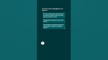 Sometimes called a sock puppet account. Lexico has 2 A false online identity, typically ... #shorts