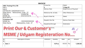 Free TDL Tally Add On | Print MSME / Udyam Number in Invoice in Tally Prime, Print MSME Registration