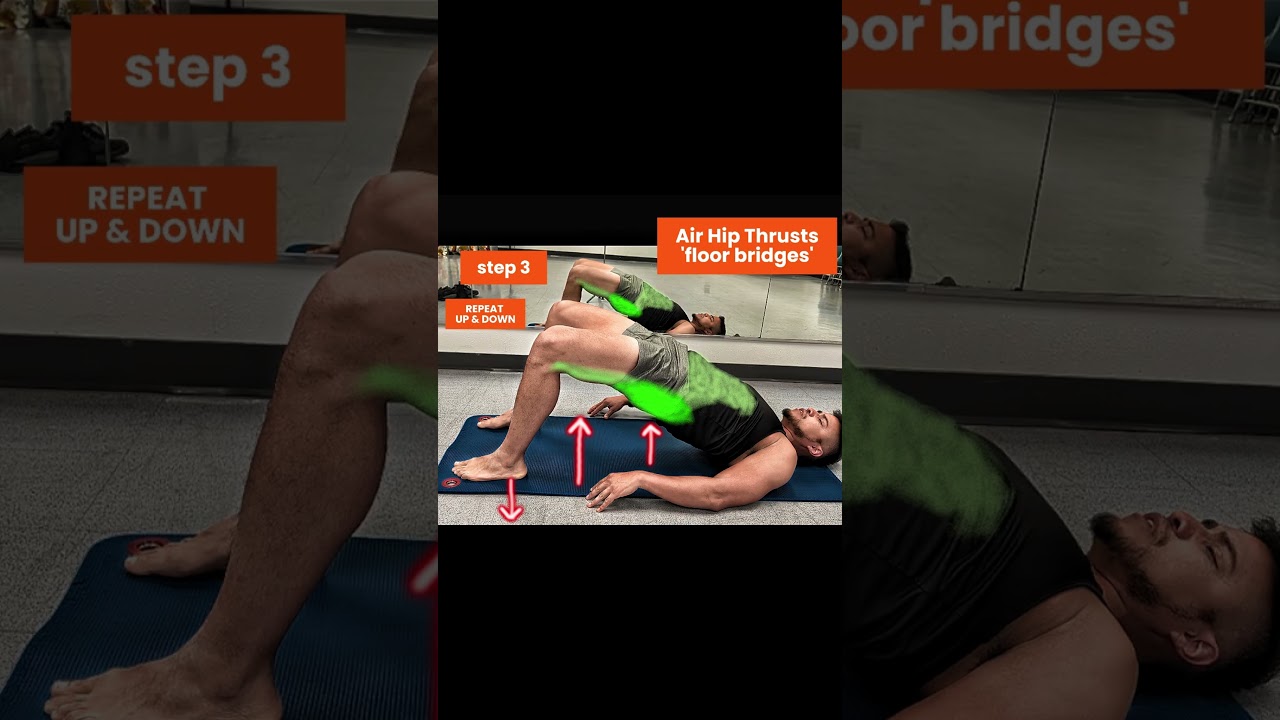 Air Hip thrusts 'floor lying Bridges' #gluteusmaximus #glutes #muscles #abs #core #bridges #hips