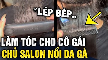 Làm tóc cho cô gái trẻ, chủ salon 