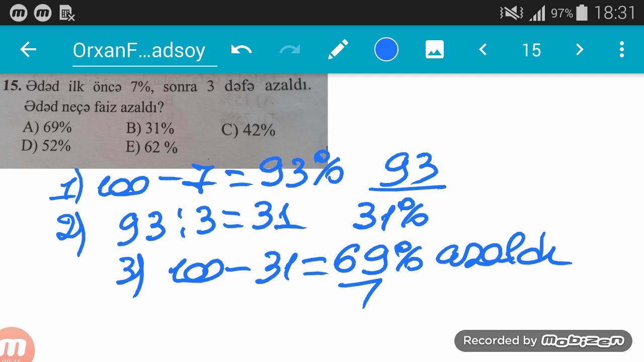 Ibtidai sinif muellimleri uçun Faiz bolmesi suallari.100 sual 100 həll