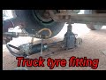 Truck tyre fitting // wheel fitting // air jack lift easy