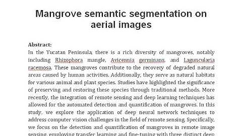 Mangrove semantic segmentation on aerial images