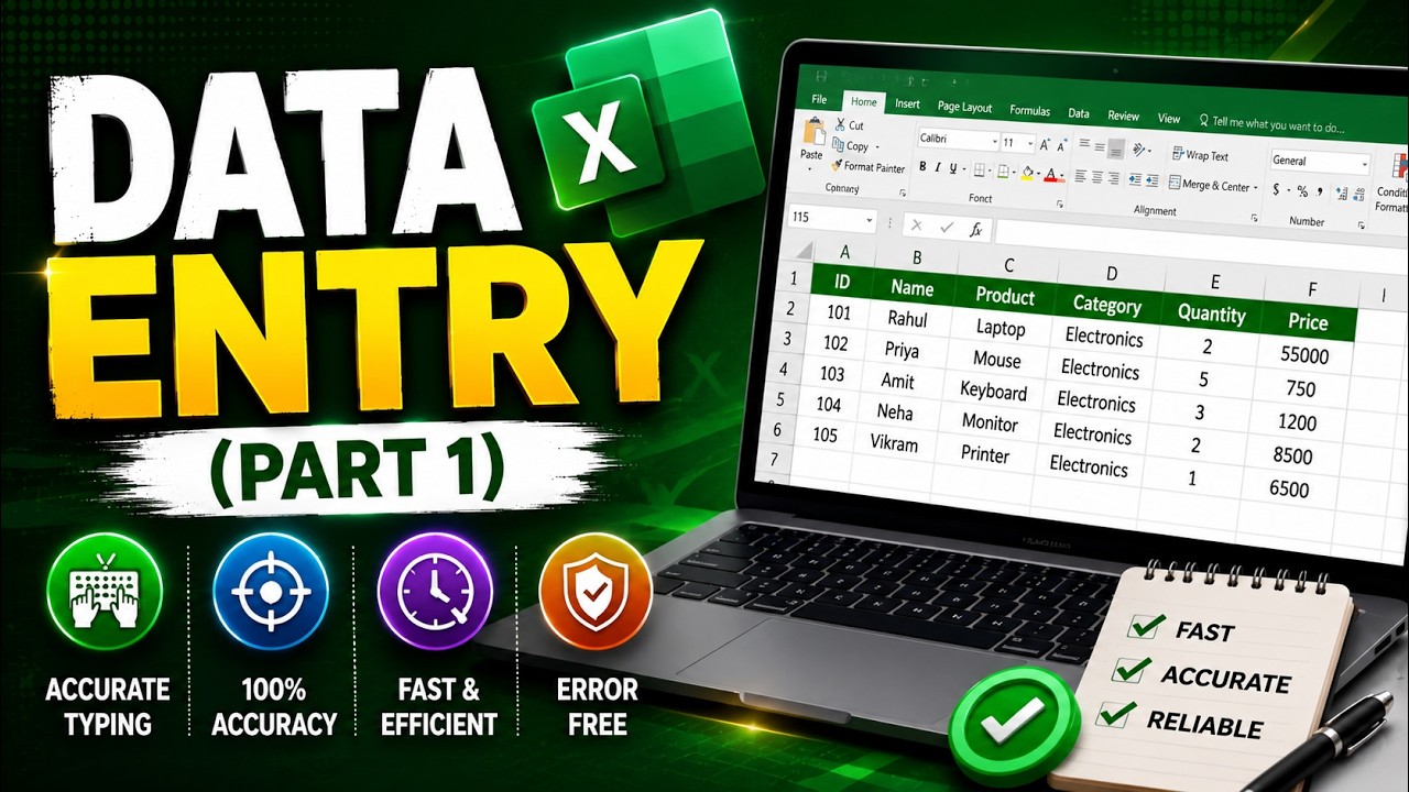 Microsoft Excel | Page 1 | Data Entry - YouTube