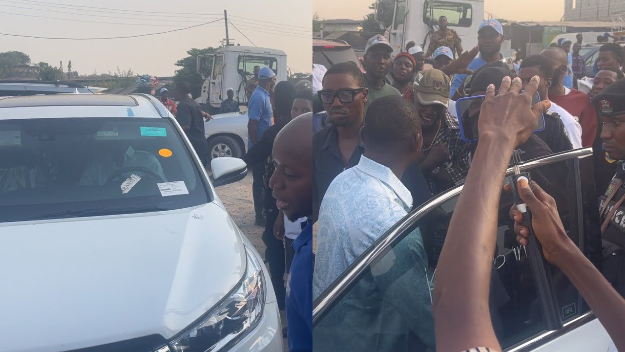 TIRI LEATHER DRIVE IN WITH HIS NEW CAR AS CROWD JUBILATE 