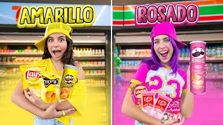 COMIENDO EN GASOLINERAS CON UN SOLO COLOR POR 24 HORAS🍟| SABRI RAWR 💛