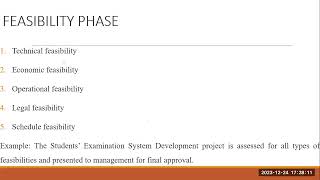 Types of Feasibility Studies - Chapter 02, System Development Life Cycle