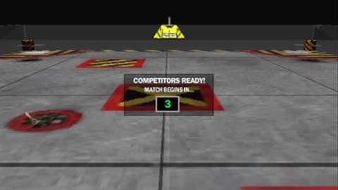 Robot Wars Wiki- Robot Arena 2, Group B, Round 1, Disc-O-Inferno vs Iron Awe 2.1