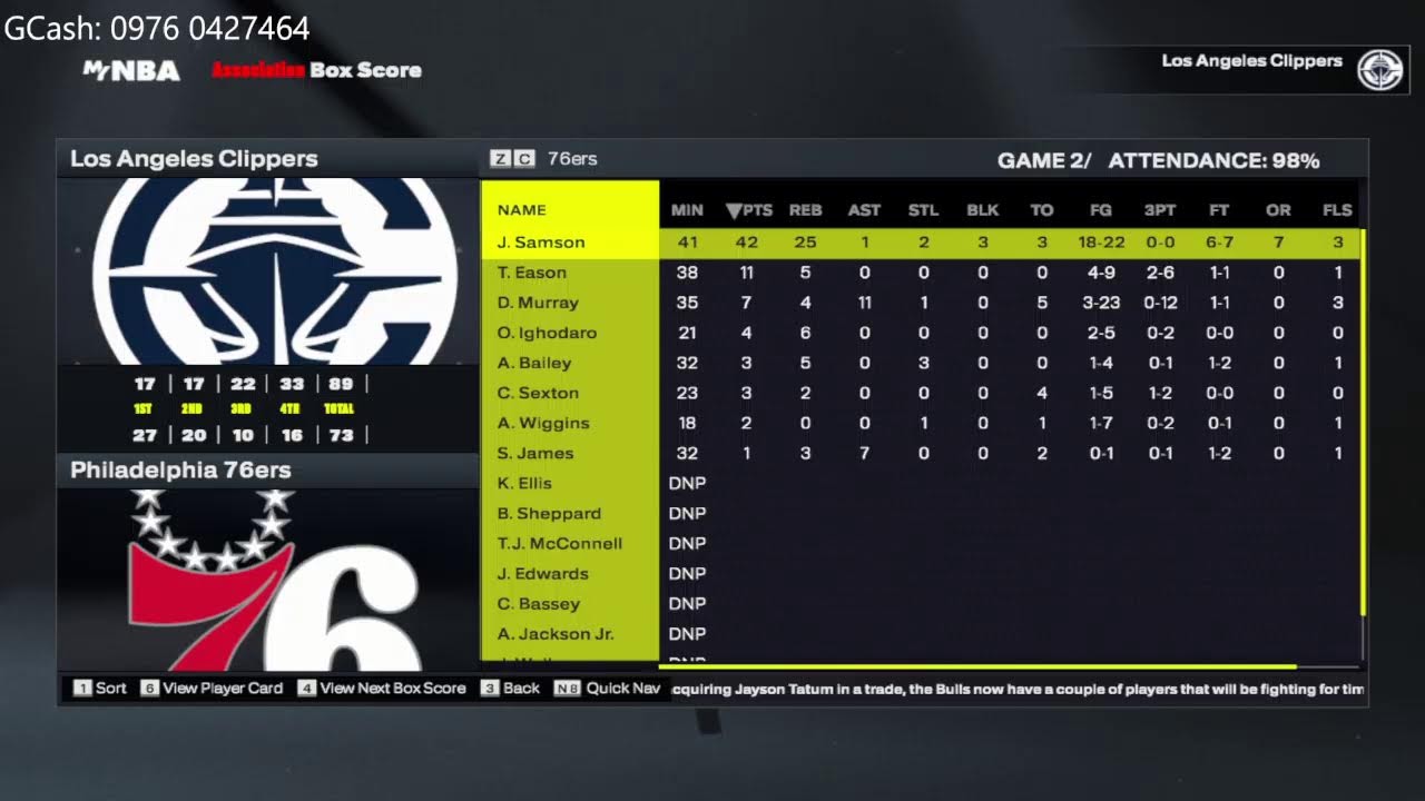 2KFL Season 6 - Clippers vs Sixers