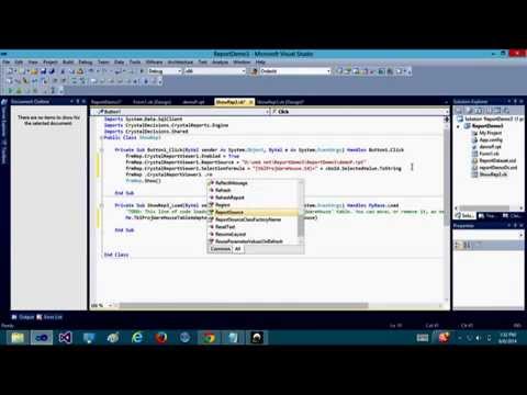 Reporting In Visual Studio 2010 ( VB.NET) Using Selection Formula