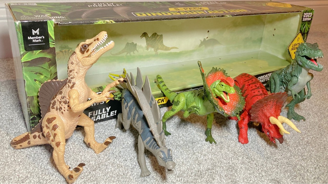 5 NEW Dinosaur Toys UNBOXING! (T Rex, Spinosaurus, Triceratops, More