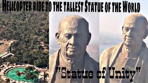 Helicopter ride at Statue of Unity. Close view. Tent City. Kevadiya.