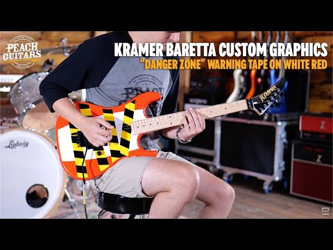 No Talking...Just Tones | Kramer Baretta Custom Graphics &quot;Danger Zone&quot; Warning Tape on White Red