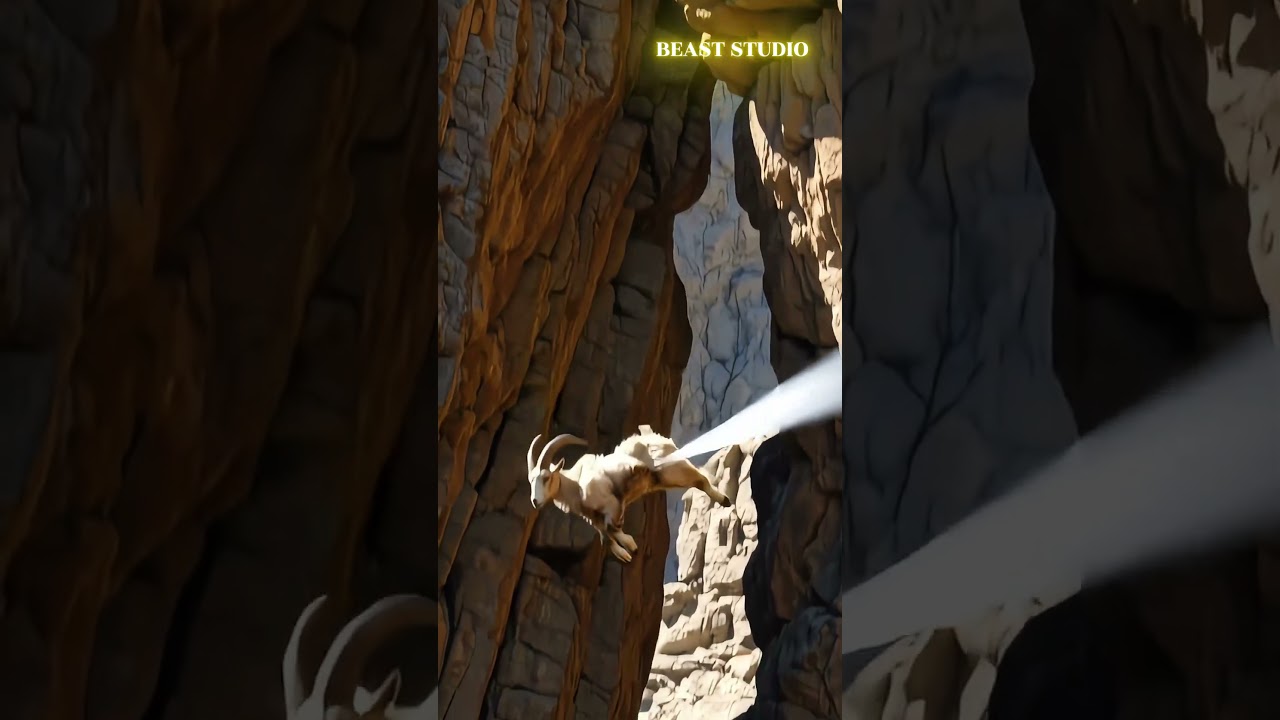 Goat's Beam-Powered Spin: A Daring Cliffside Dive with a Twist! 🐐🔥💥
