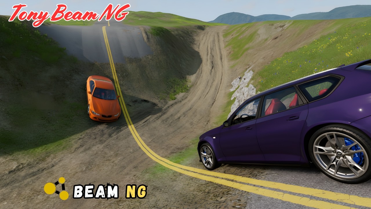 Cars vs Giant Pit Challenge BeamNG Drive