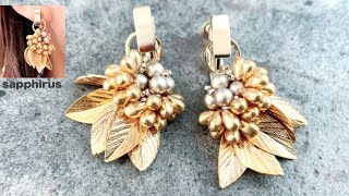 【ビーズステッチ中級〜上級】ロングドロップビーズとパールのボタニカルイヤリング✳︎作り方/Beaded earrings/botanical design/DIY/Tutorial/MIYUKI