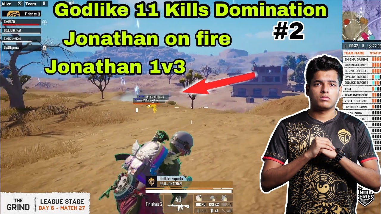 Jonathan 1v3 Rvly | Godlike 11 Kills Domination Jonathan On Fire - YouTube