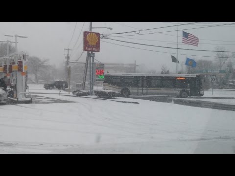 Riverhead Traffic Circle. Gas Prices, Snow Storm First Snowing Day In L.i.