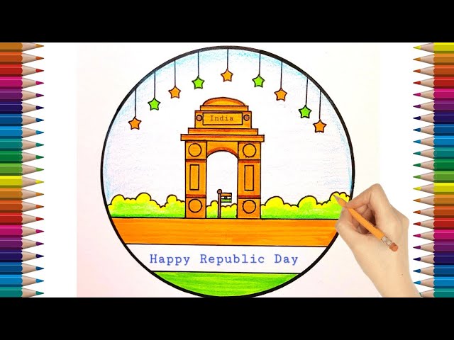 Republic day drawing | watercolor : tutorial #shorts - YouTube