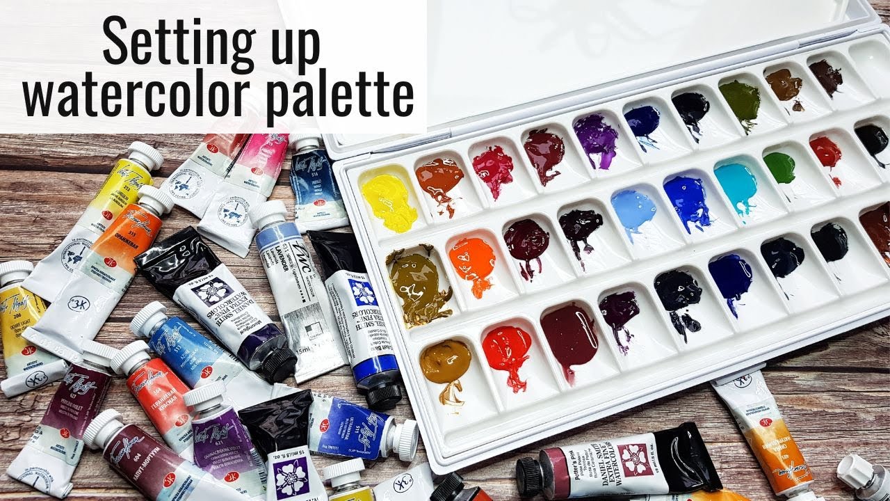 Watercolor palette set up / Filling Mijello 33 wells airtight palette 