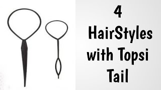 4 Easy HairStyles with Topsy Tail, Amazing Tricky HairStyling Tool || Accessories for Hairs