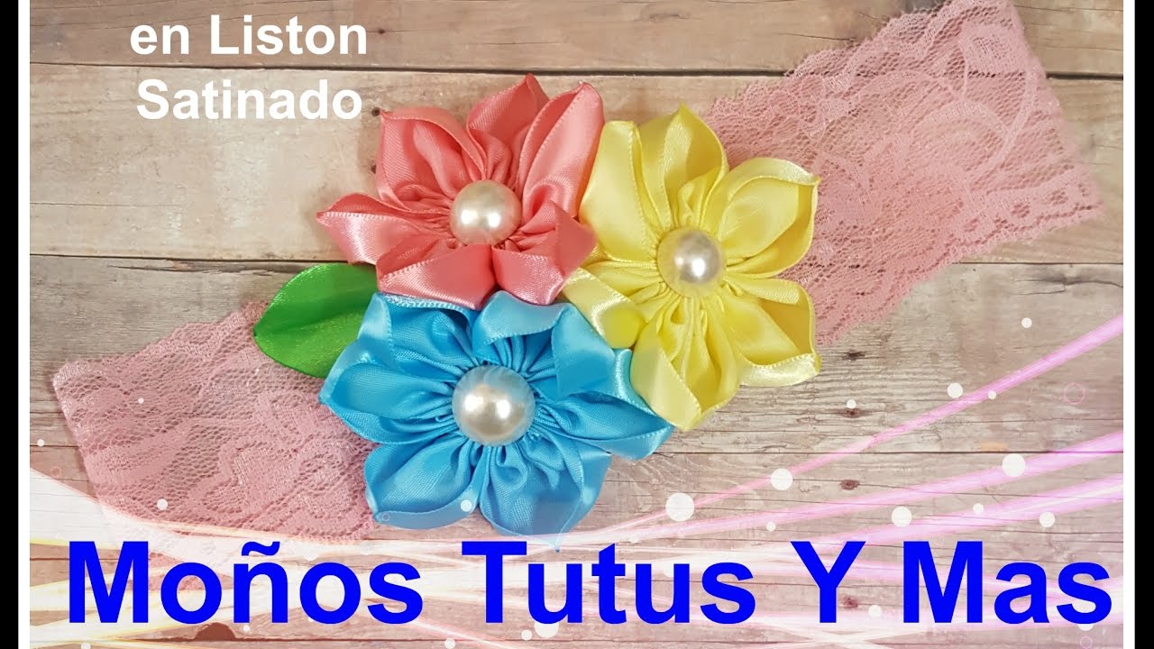 FLORES FÁCILES CON LISTÓN Paso a Paso SATIN RIBBON FLOWERS Tutorial DIY  How To PAP Video 152